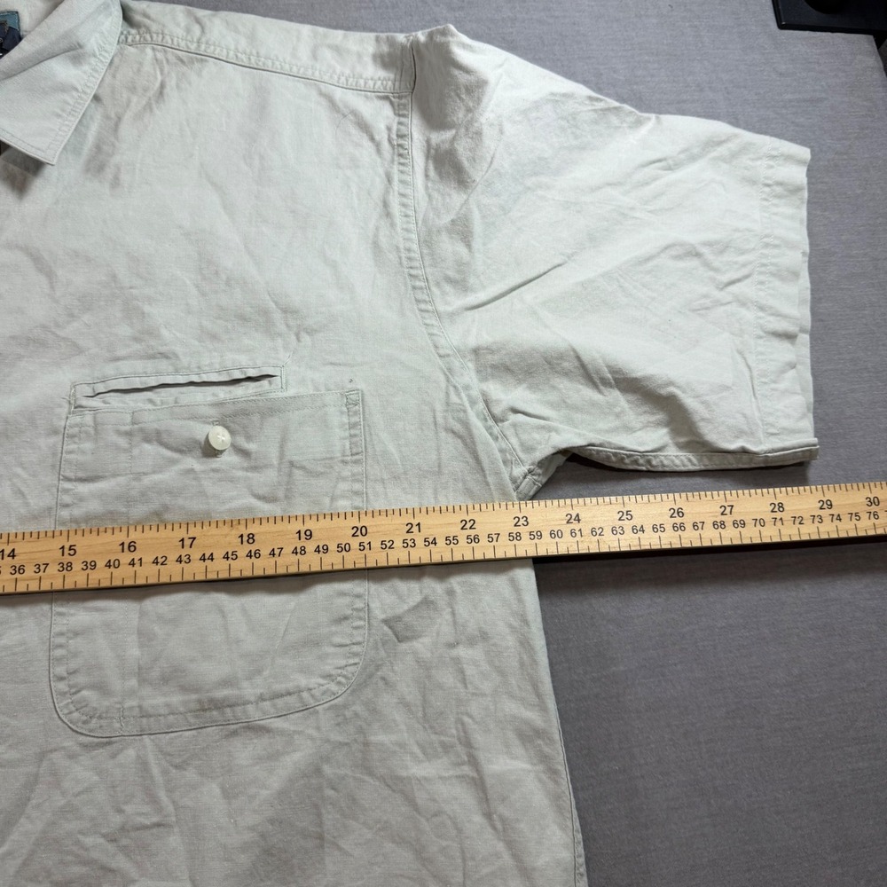 Woolrich Button Down Shirt Mens L Tan Cotton Short Sleeve Utility Pockets EUC - Picture 5 of 8